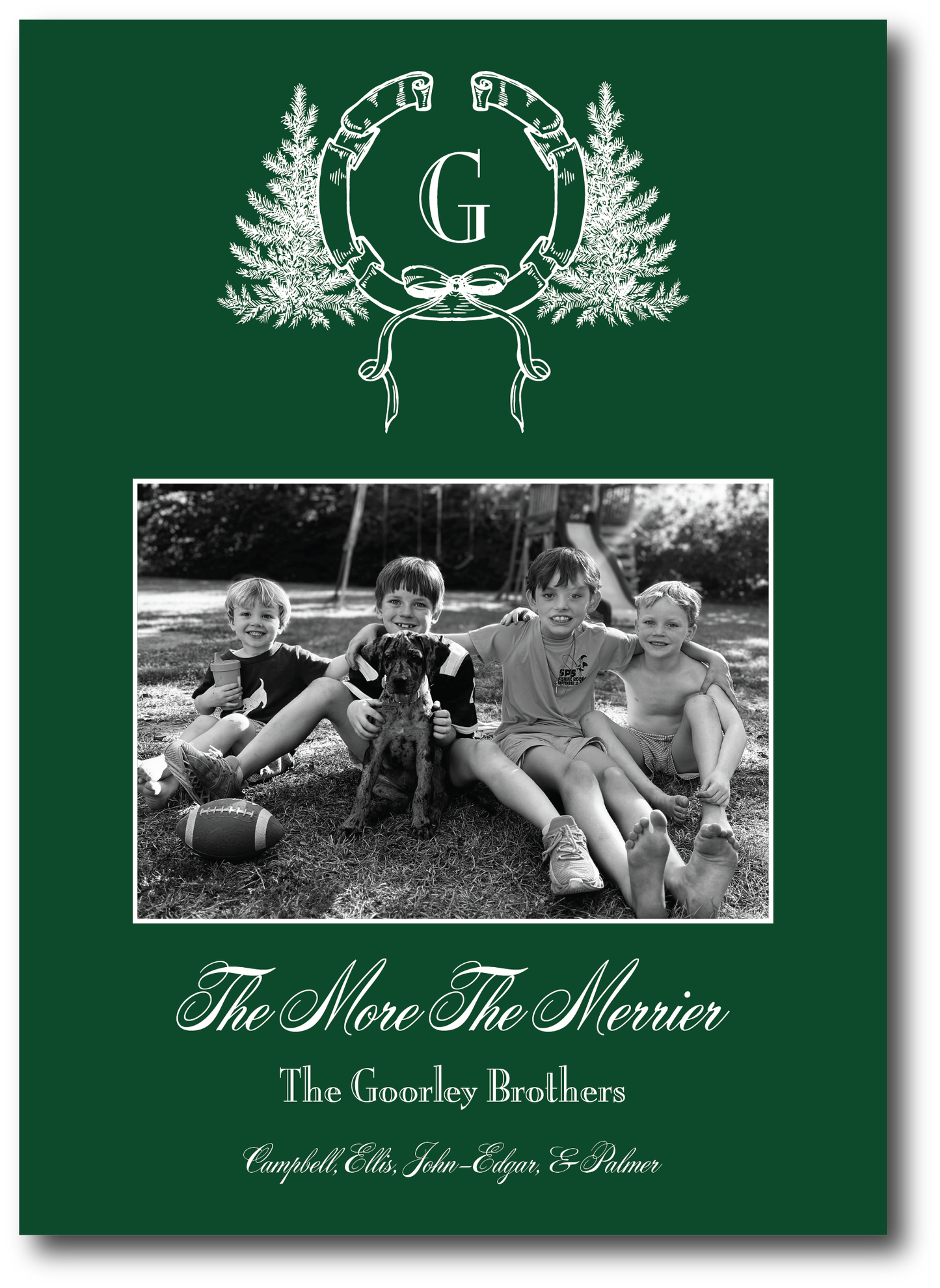 Deep Green Pine Crest Holiday Card