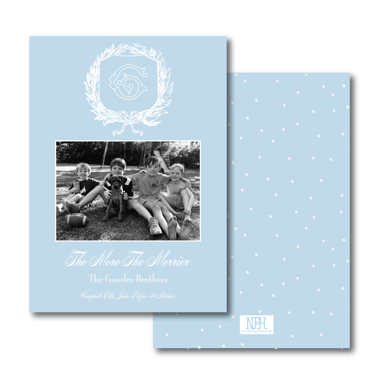 Baby Blue Bow Crest Holiday Card