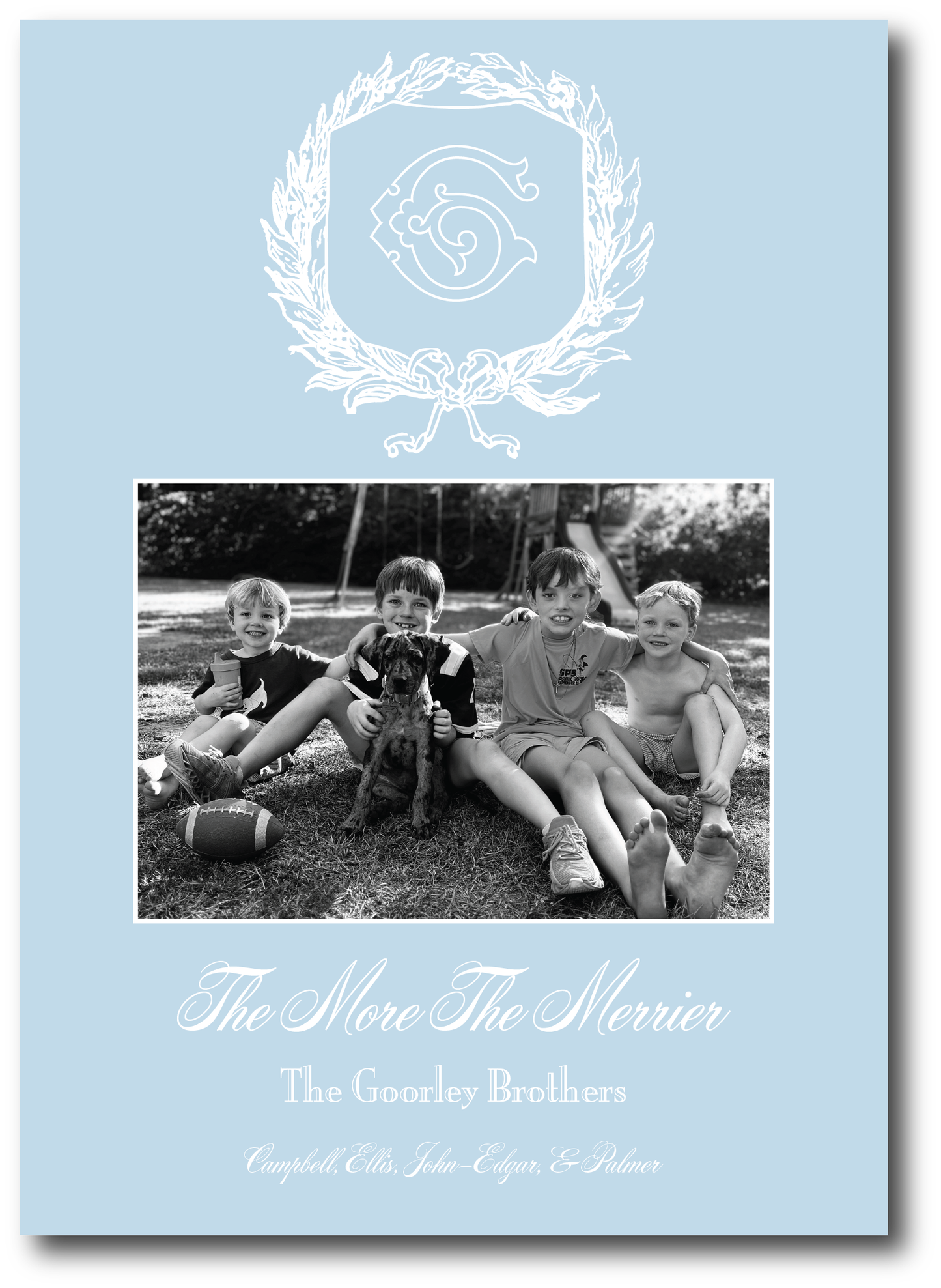 Baby Blue Bow Crest Holiday Card