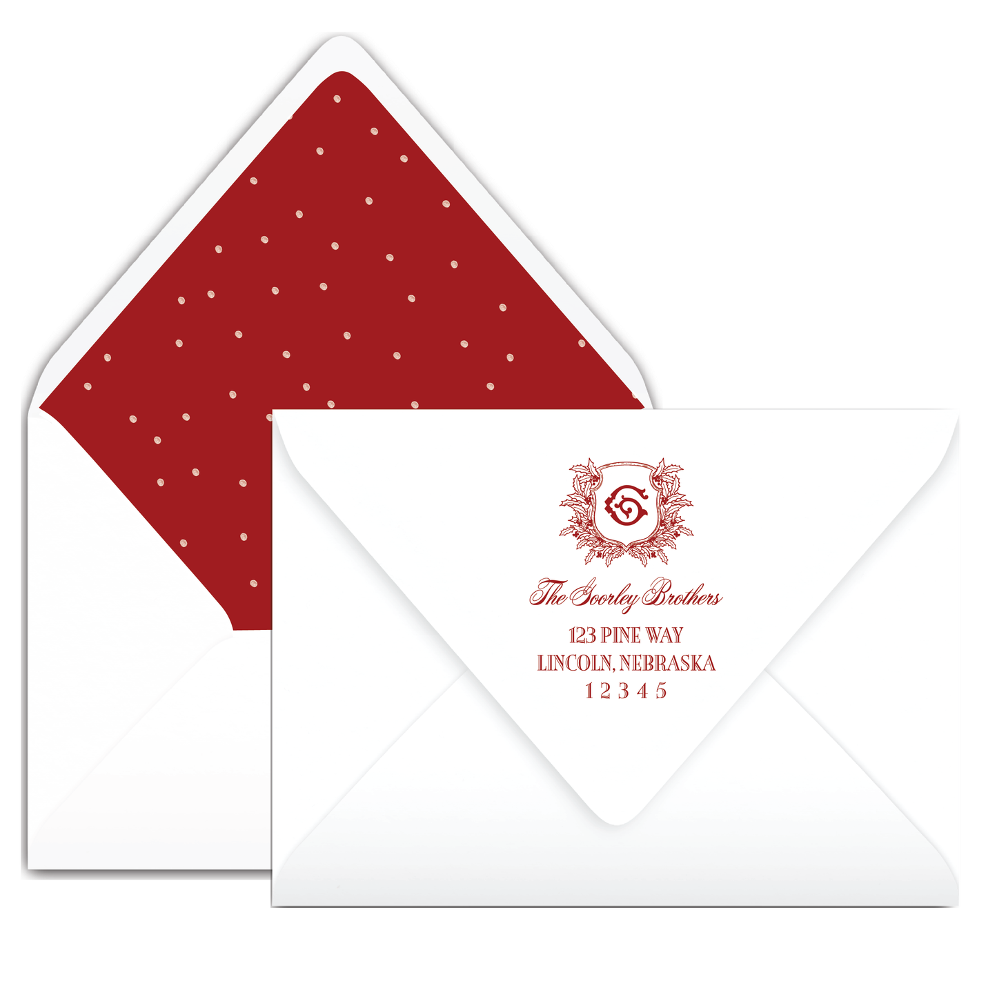 Holly Leaves Crest Holiday Card