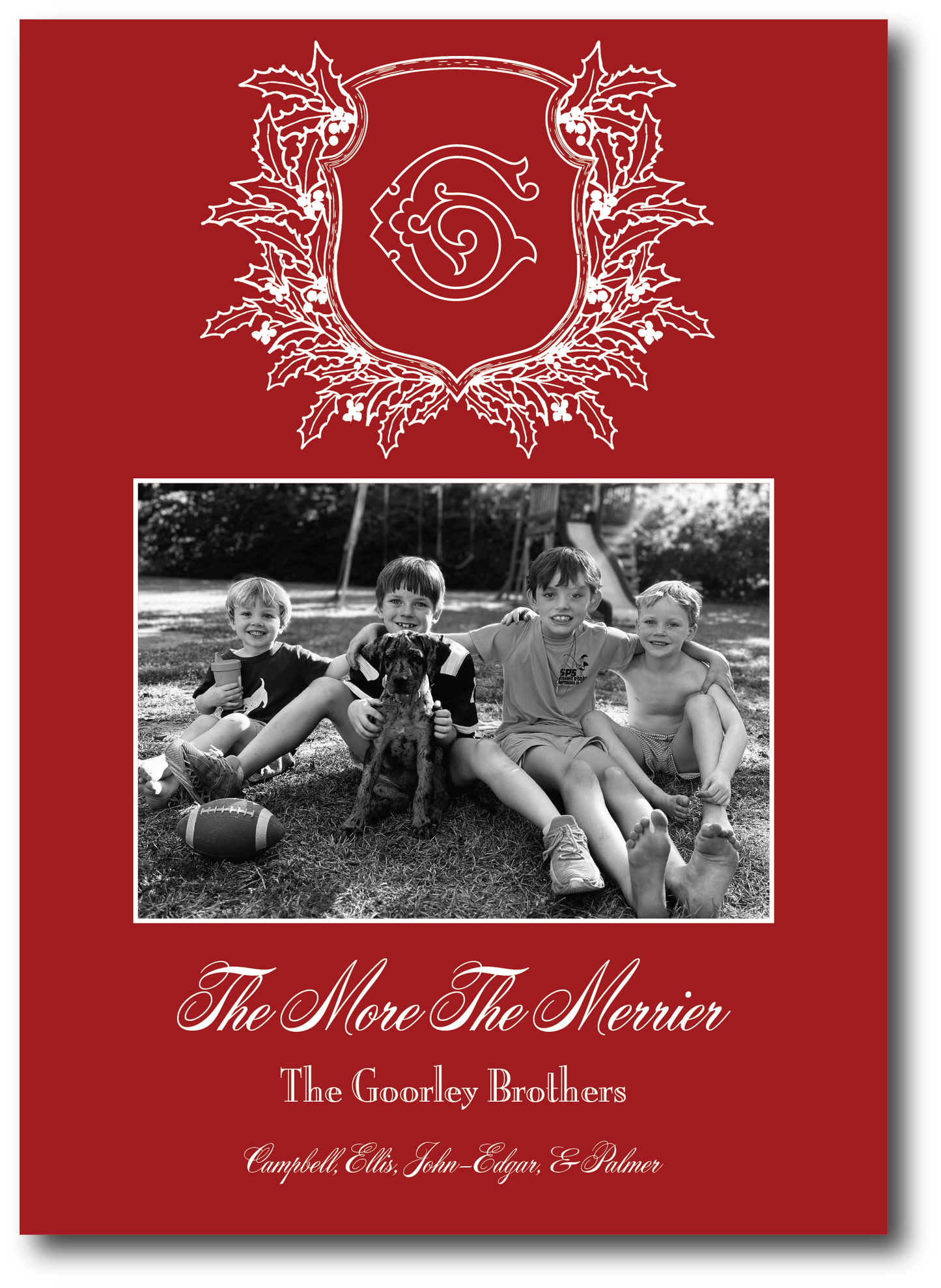 Holly Leaves Crest Holiday Card
