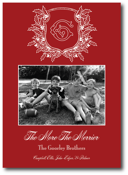 Holly Leaves Crest Holiday Card