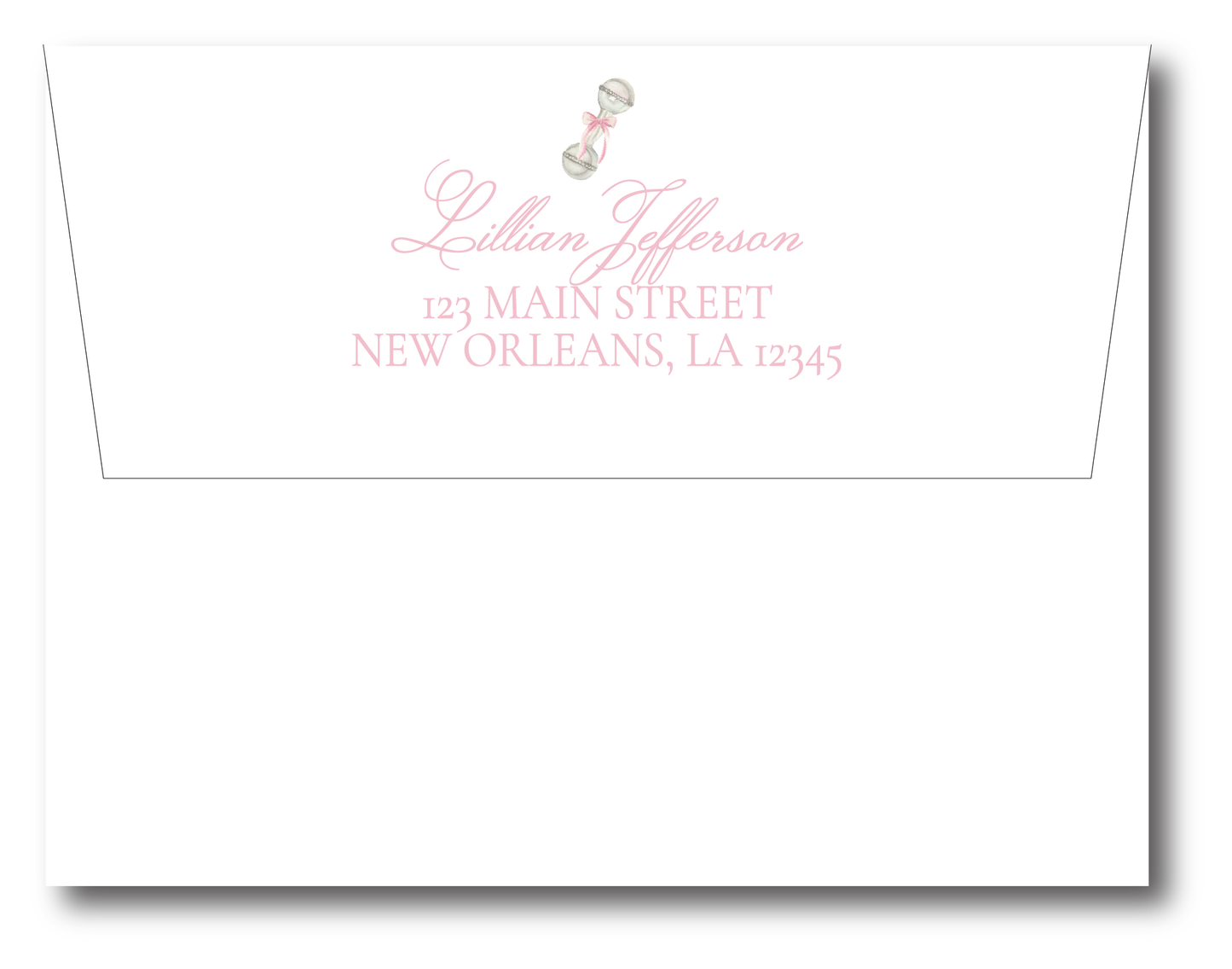 Heirloom Baby Rattle Pink, Blue, Or Ivory Stationery Set