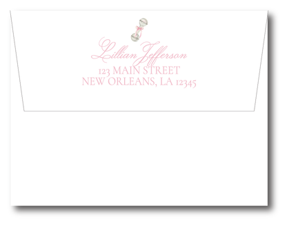 Heirloom Baby Rattle Pink, Blue, Or Ivory Stationery Set