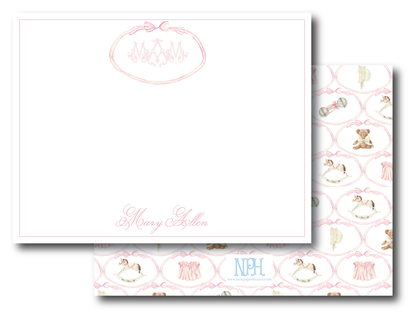 Heirloom Monogram Pink Bow Stationery Set