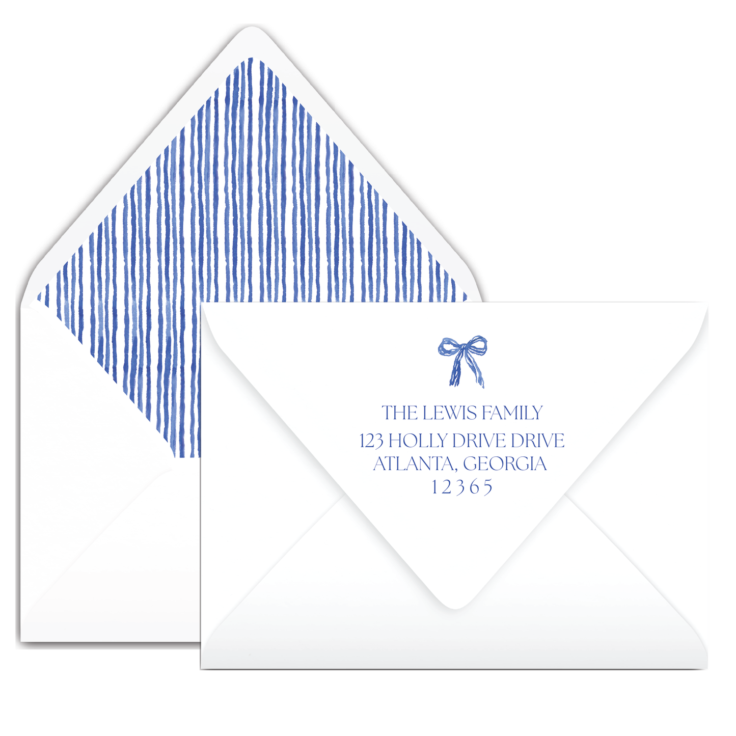 Blue Crest with Bow Holiday Card