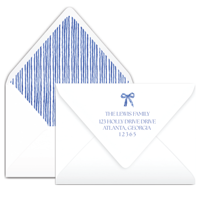 Blue Crest with Bow Holiday Card