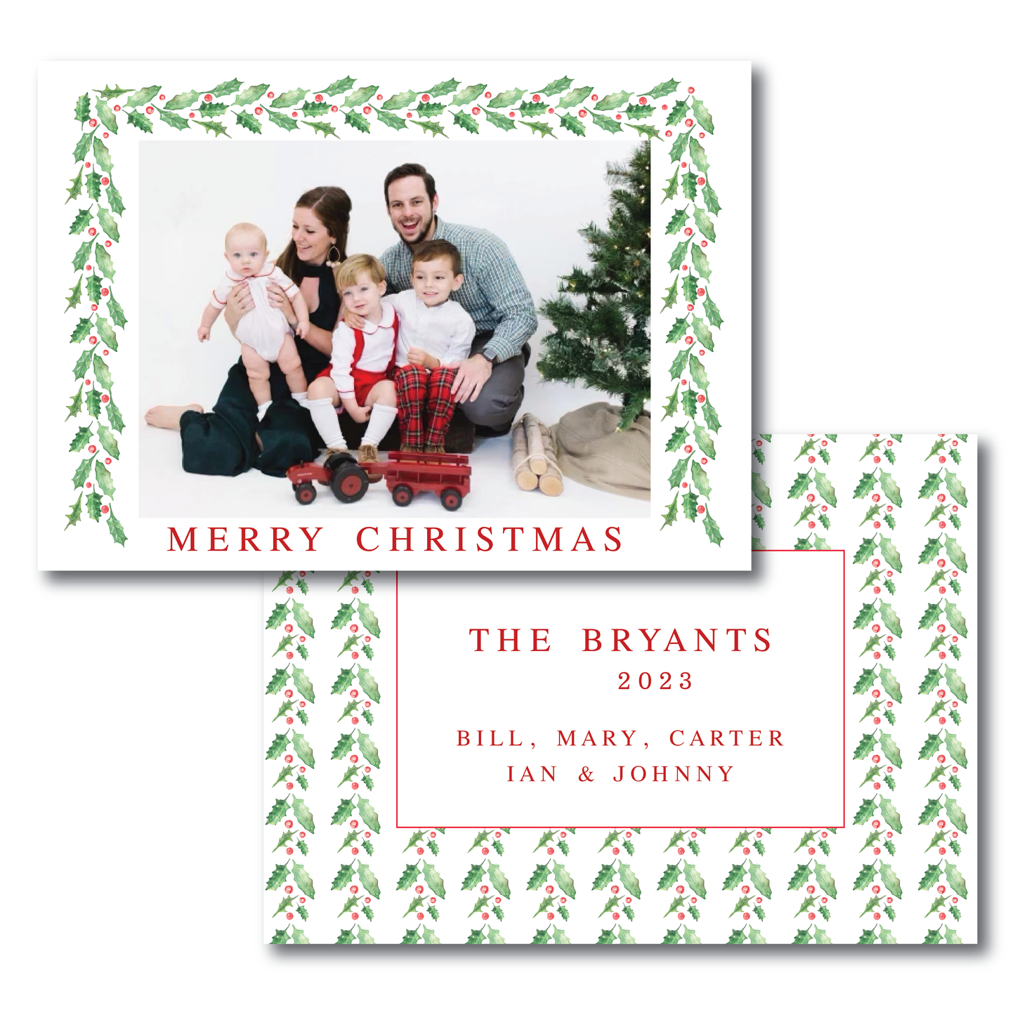 Holly Frame Landscape Holiday Card