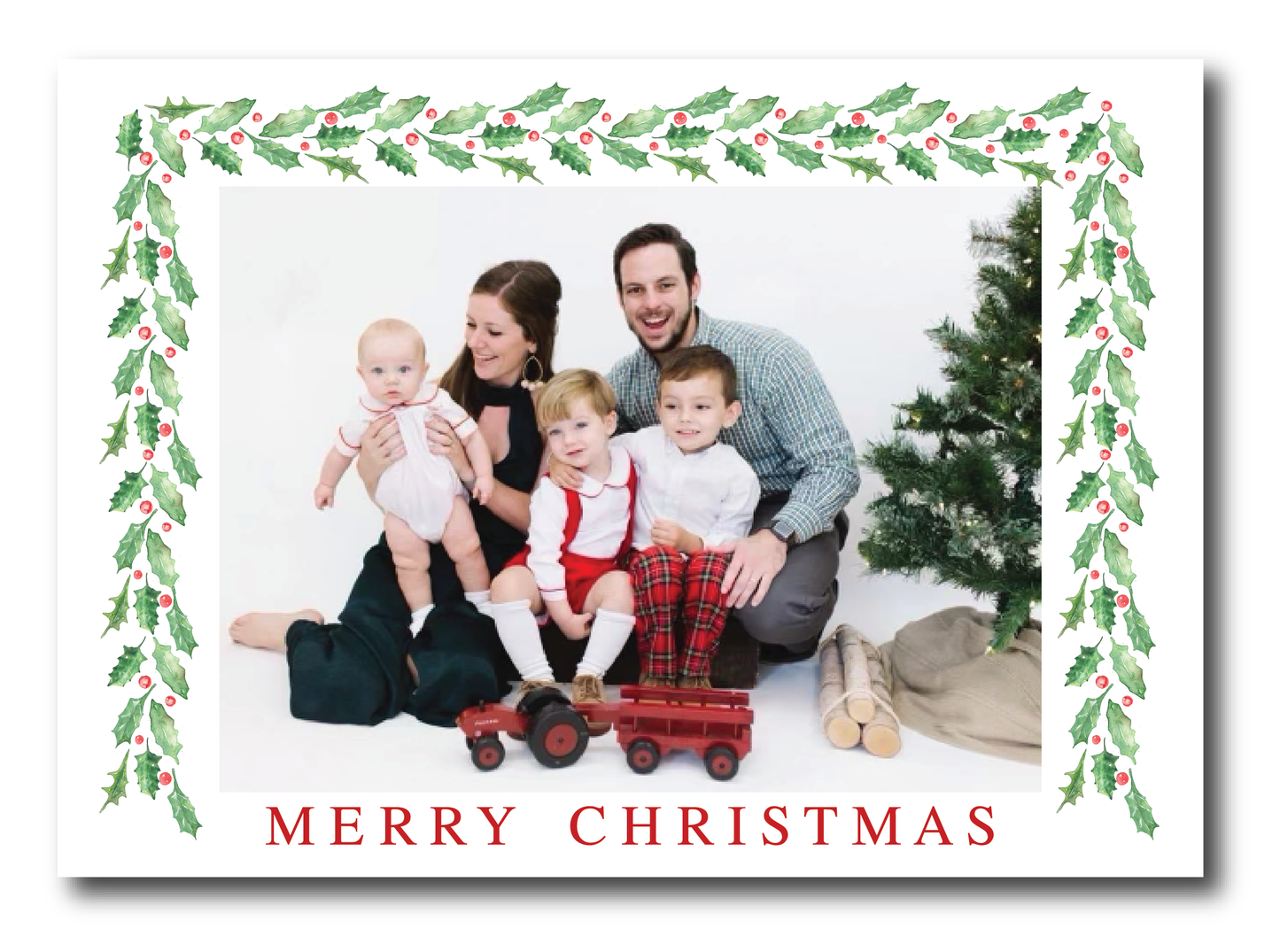 Holly Frame Landscape Holiday Card