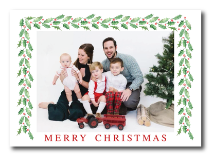 Holly Frame Landscape Holiday Card