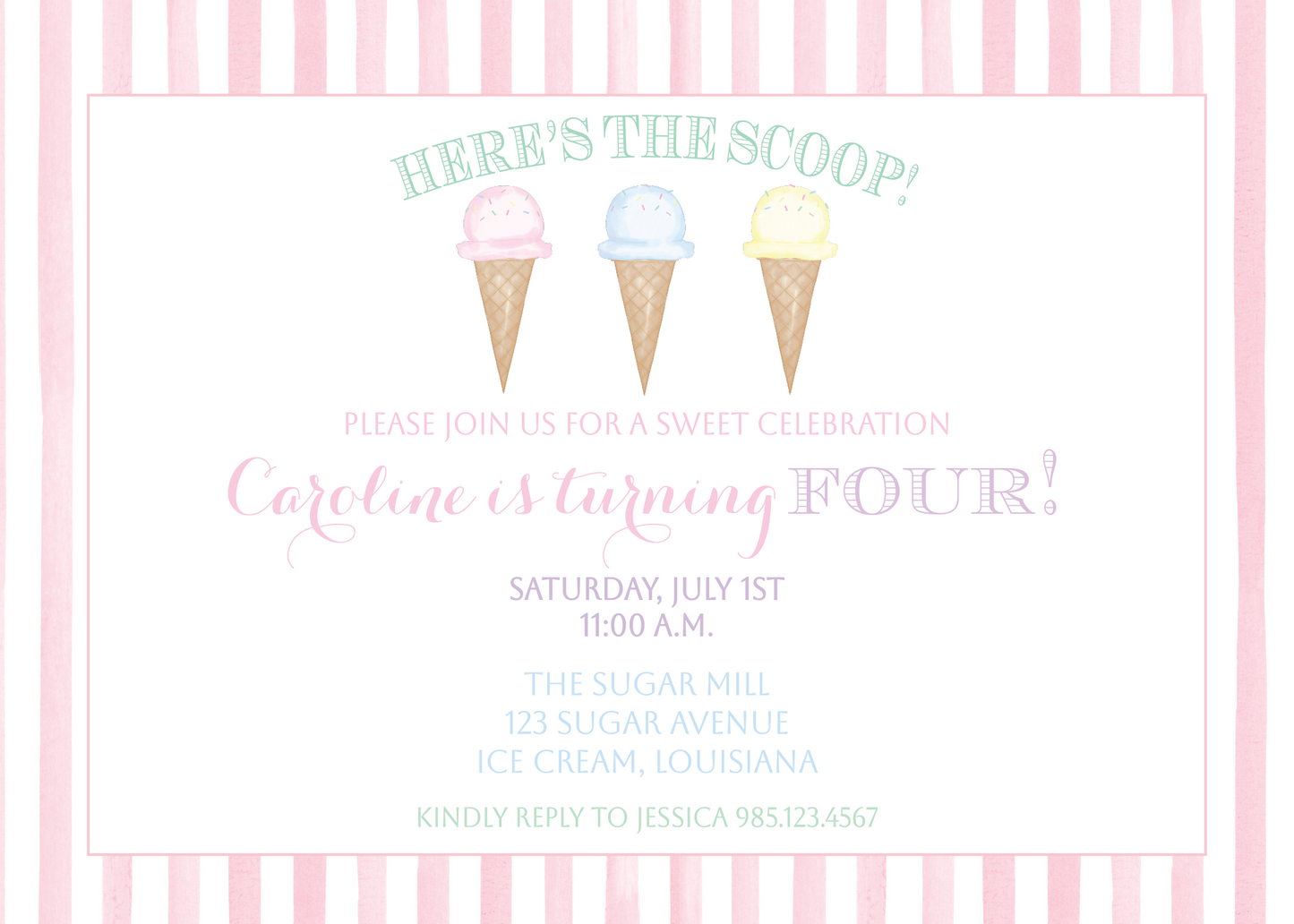 Here's The Scoop Birthday Invitation