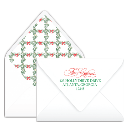 Green & White Wreath Holiday Card