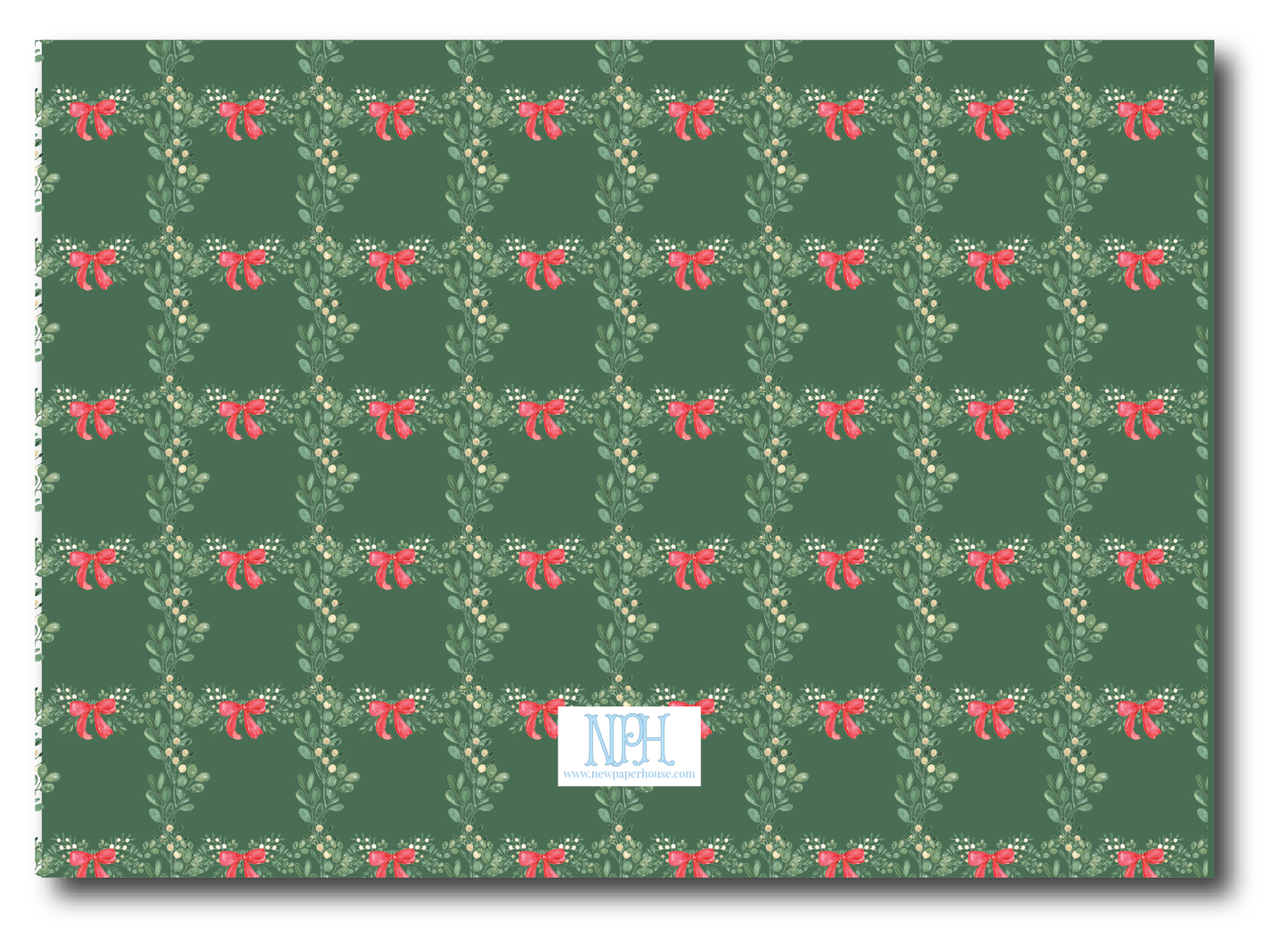 Landscape Green & White Wreath Holiday Card