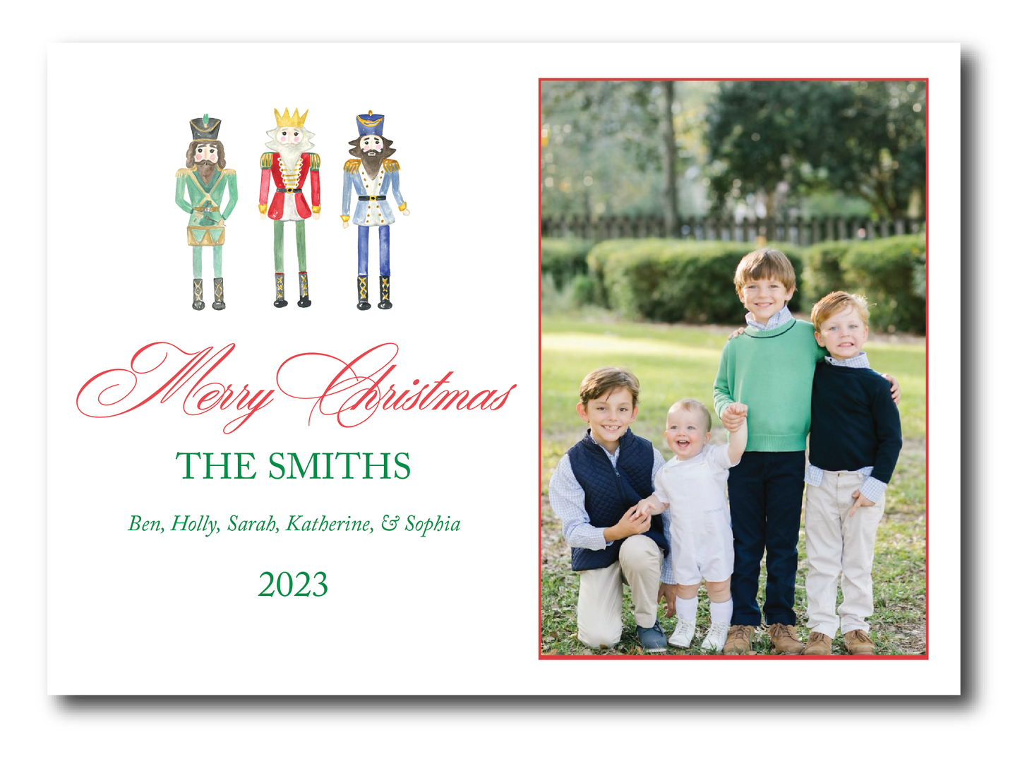 Landscape Traditional Watercolor Nutcrackers Holiday Card