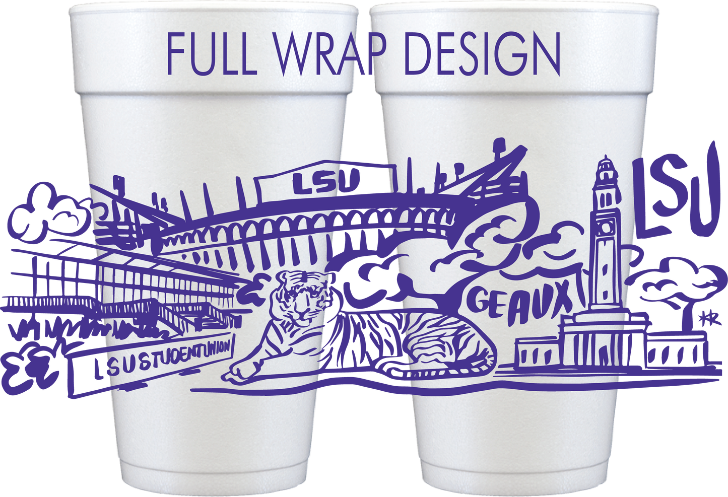 Full Wrap Death Valley Lsu Foam Cups