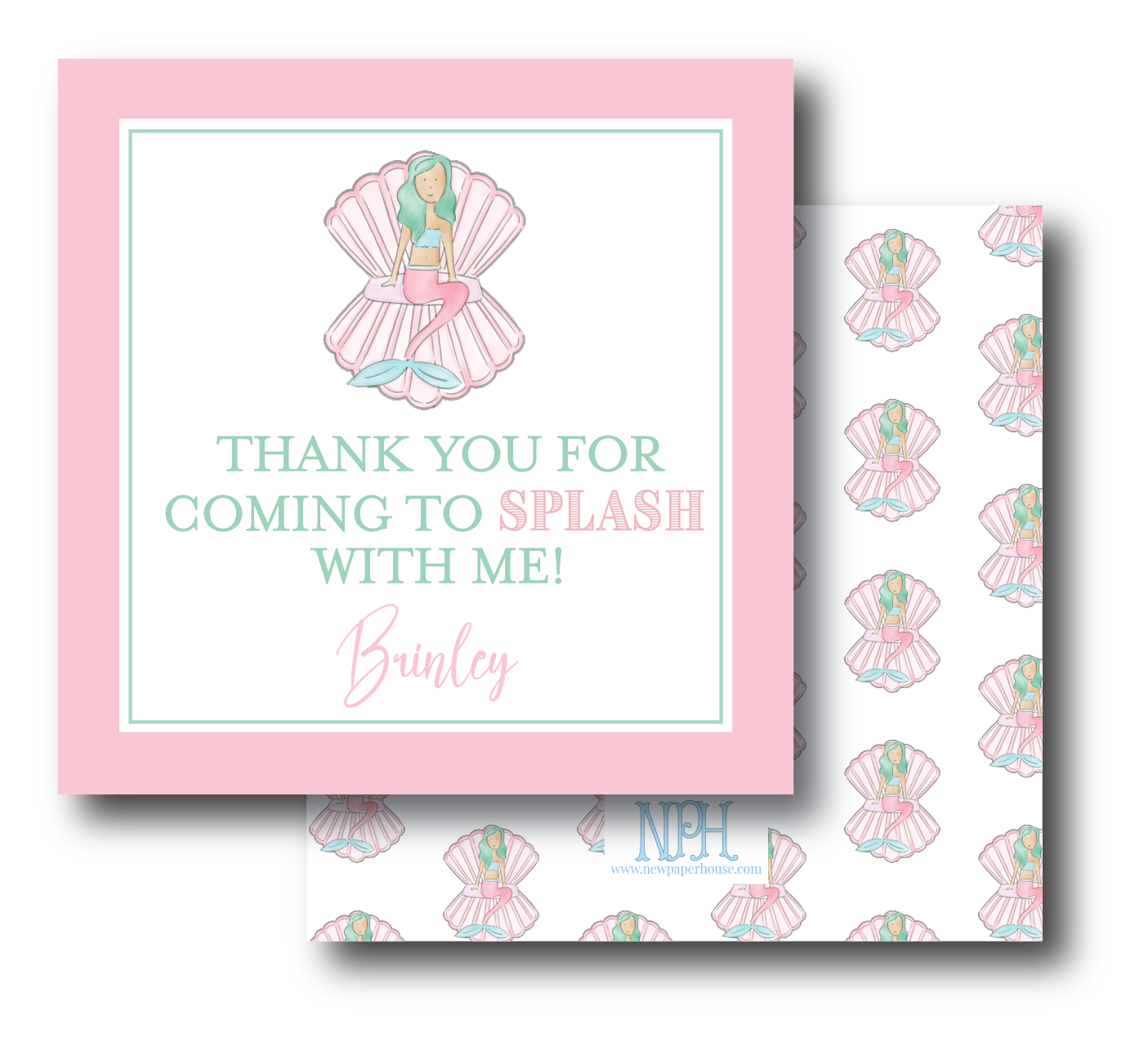 Mermaid Party Thank You/Favor Enclosure Card