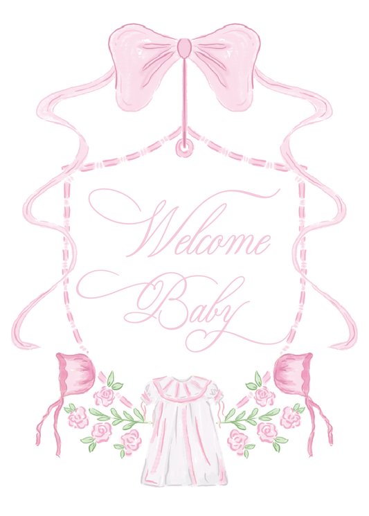 Heirloom Pink Floral Bow Crest Milestone Cards
