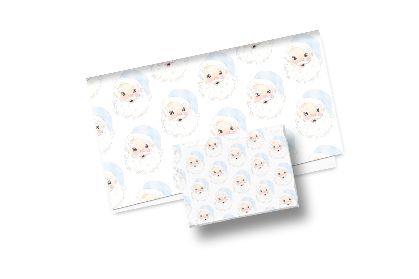 Blue Grand Millennial Santa Holiday Wrapping Paper