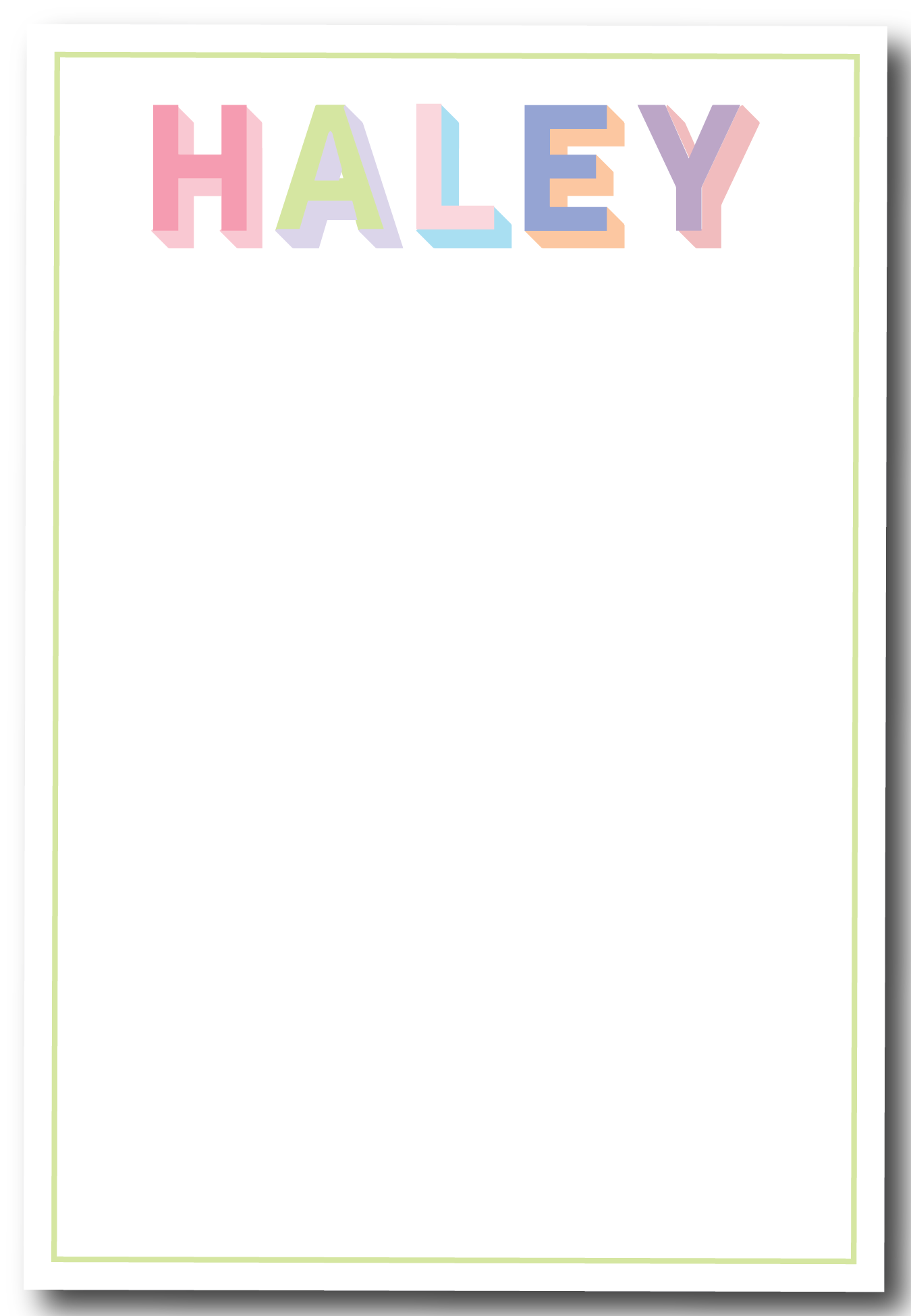 Modern Block Font Shadow Notepad - Customize Colors