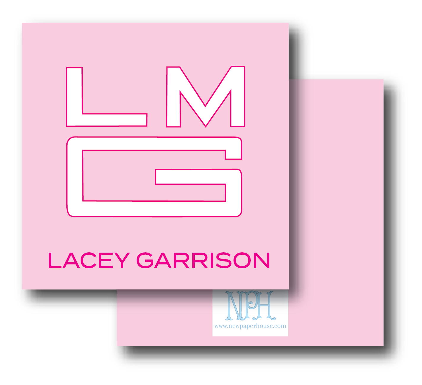 Pink Square Monogram Enclosure Card- Customize Colors