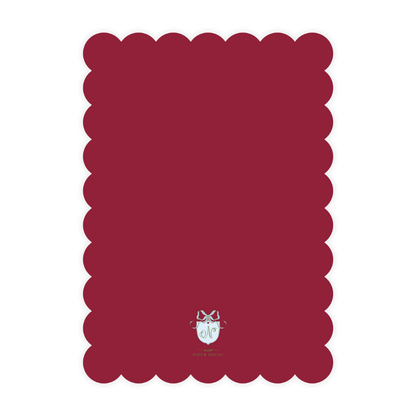Noel Burgundy & Green Scallop Card