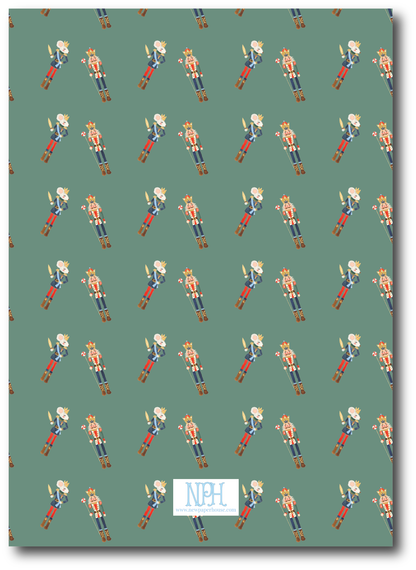 Nutcracker & Mouse Green Holiday Announcement Card