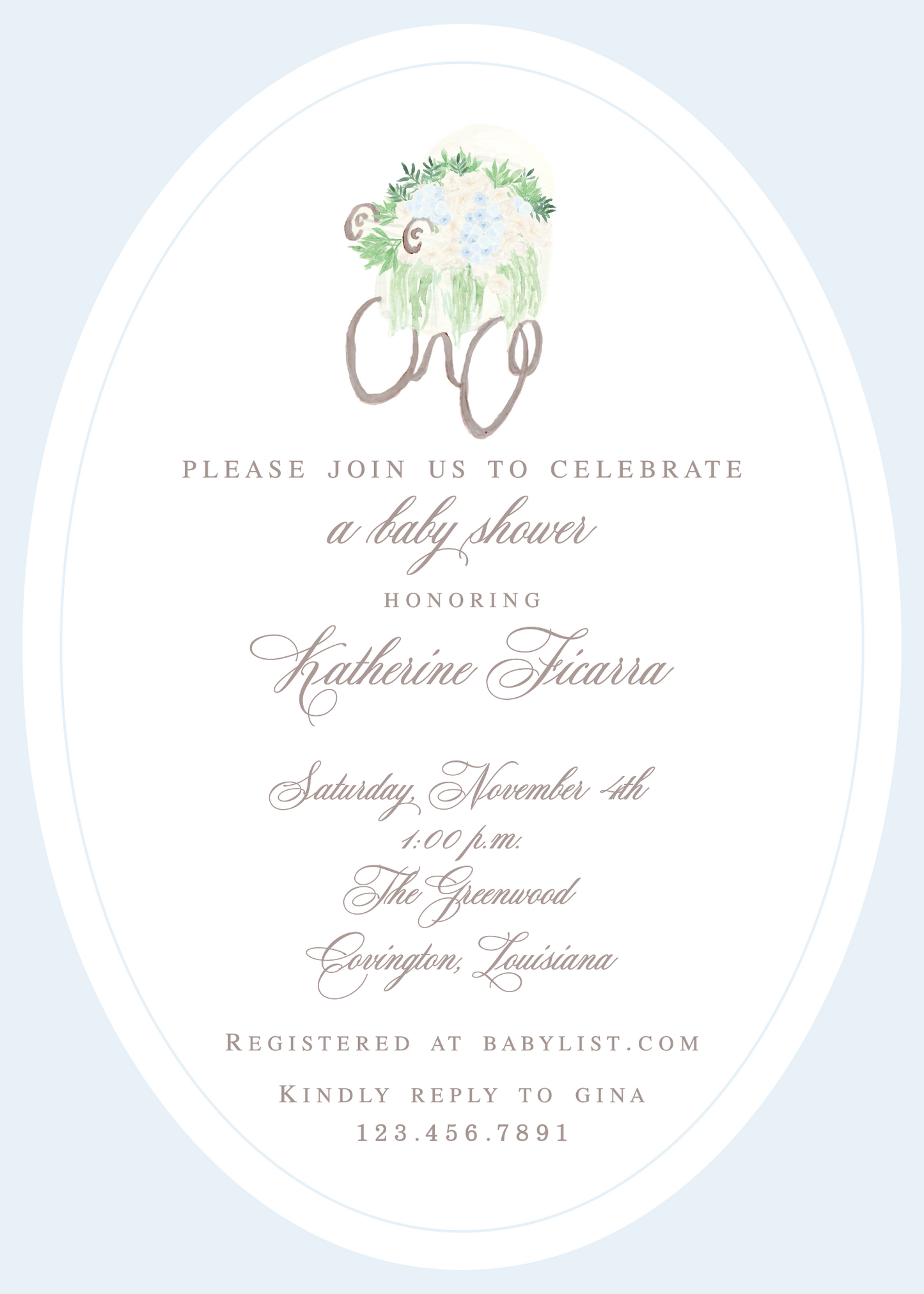 Baby Blue Carriage Invitation
