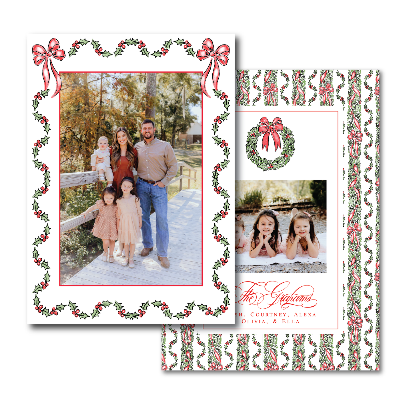Red Garland Frame Holiday Card