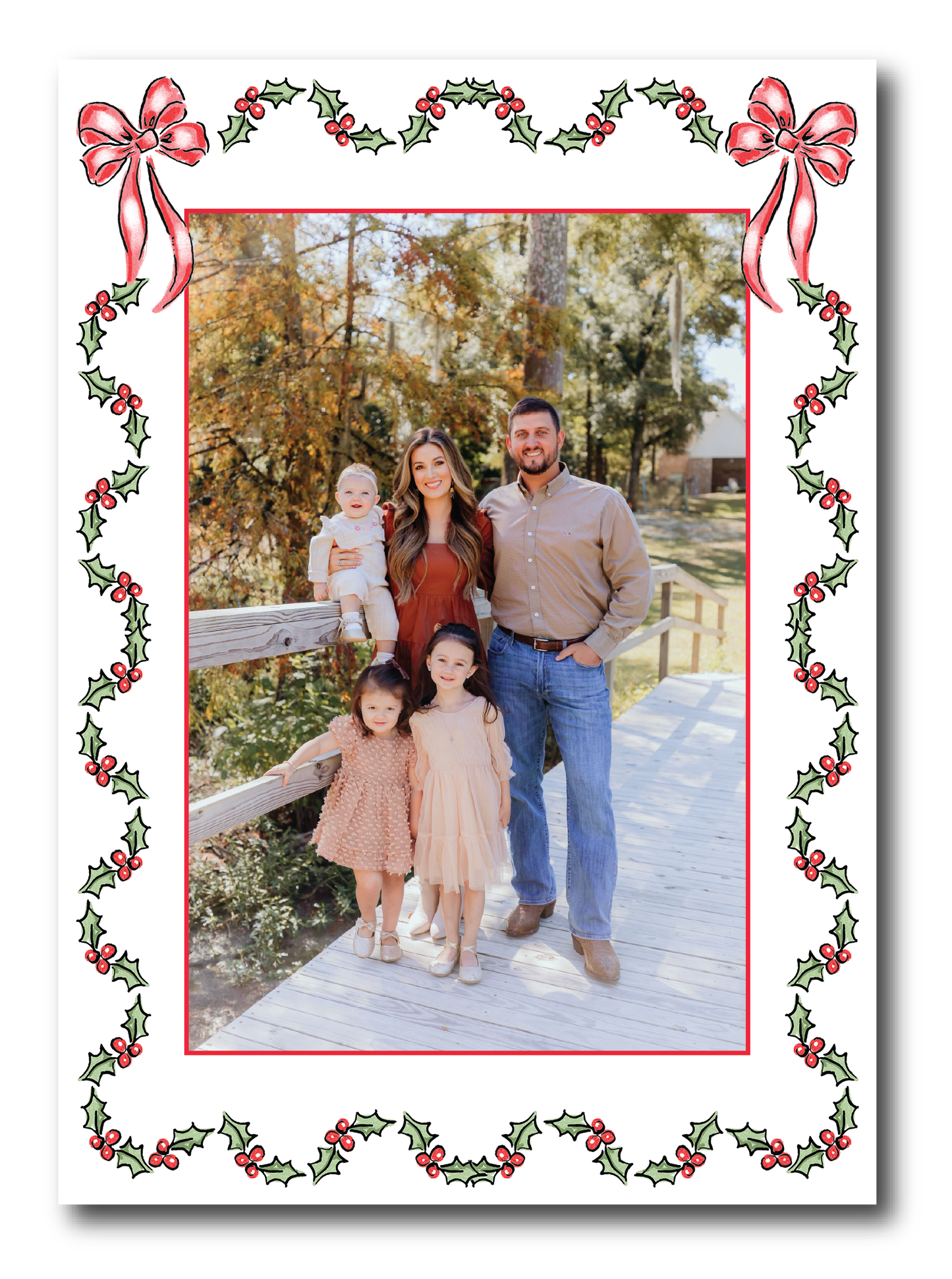 Red Garland Frame Holiday Card