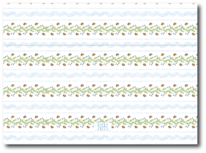 Pinecone Garland Blue Holiday Card
