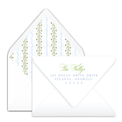 Pinecone Frame Blue Holiday Card