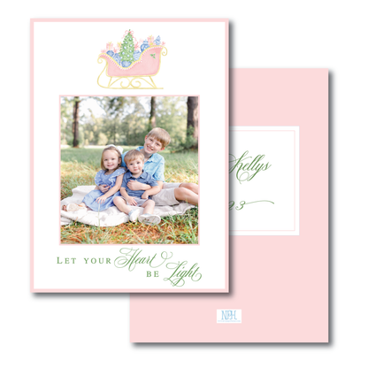 Pink Sled Holiday Card