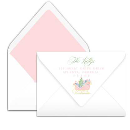 Pink Sled Holiday Card
