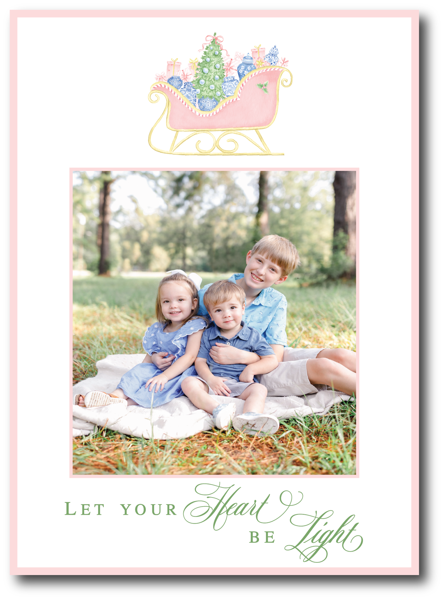 Pink Sled Holiday Card