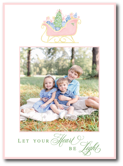 Pink Sled Holiday Card