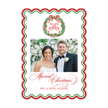 Red Plaid Wreath Scallop Card