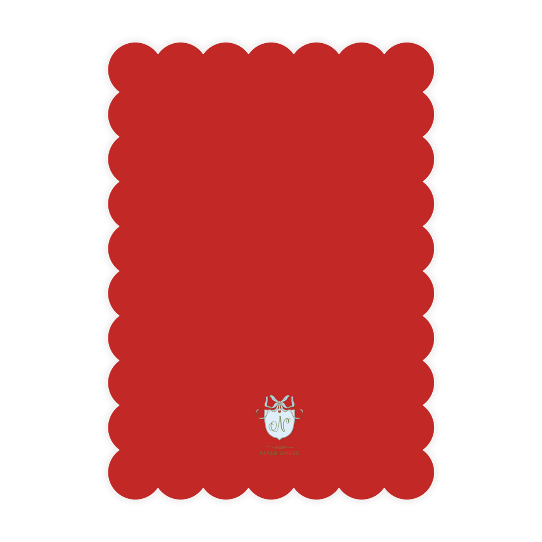 Red Plaid Wreath Scallop Card