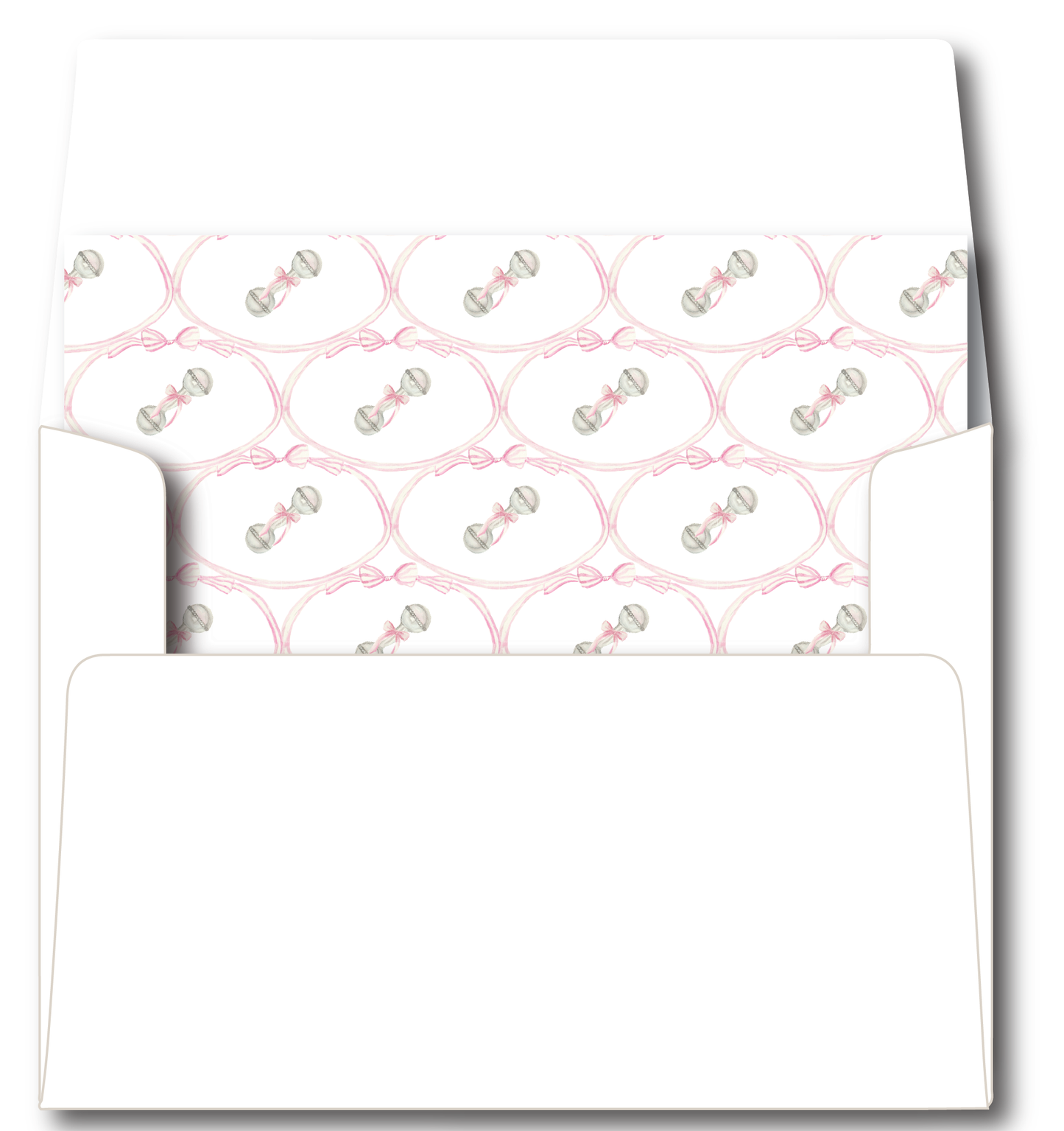 Heirloom Baby Rattle Pink, Blue, Or Ivory Stationery Set