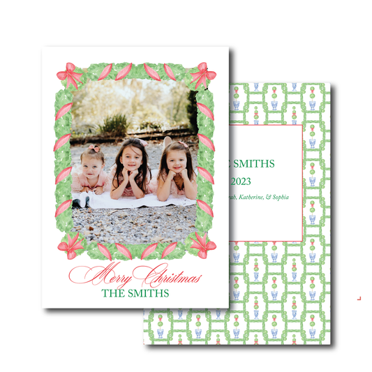Red Boxwood Topiary Holiday Card