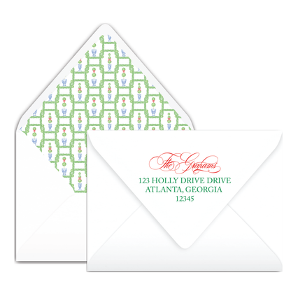 Red Boxwood Topiary Holiday Card