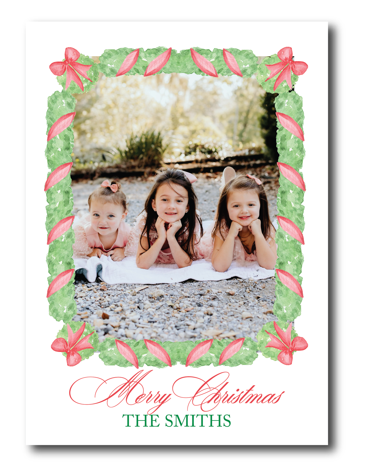 Red Boxwood Topiary Holiday Card