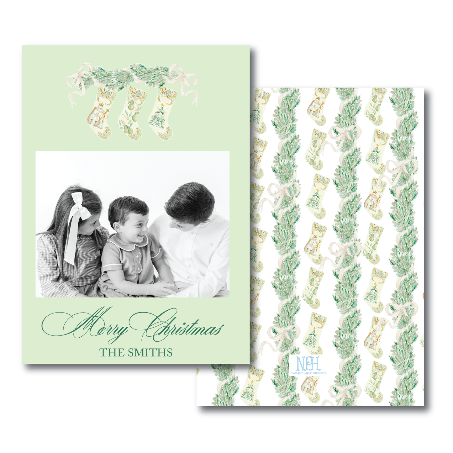 Mantle in Bedford Garland Holiday Card