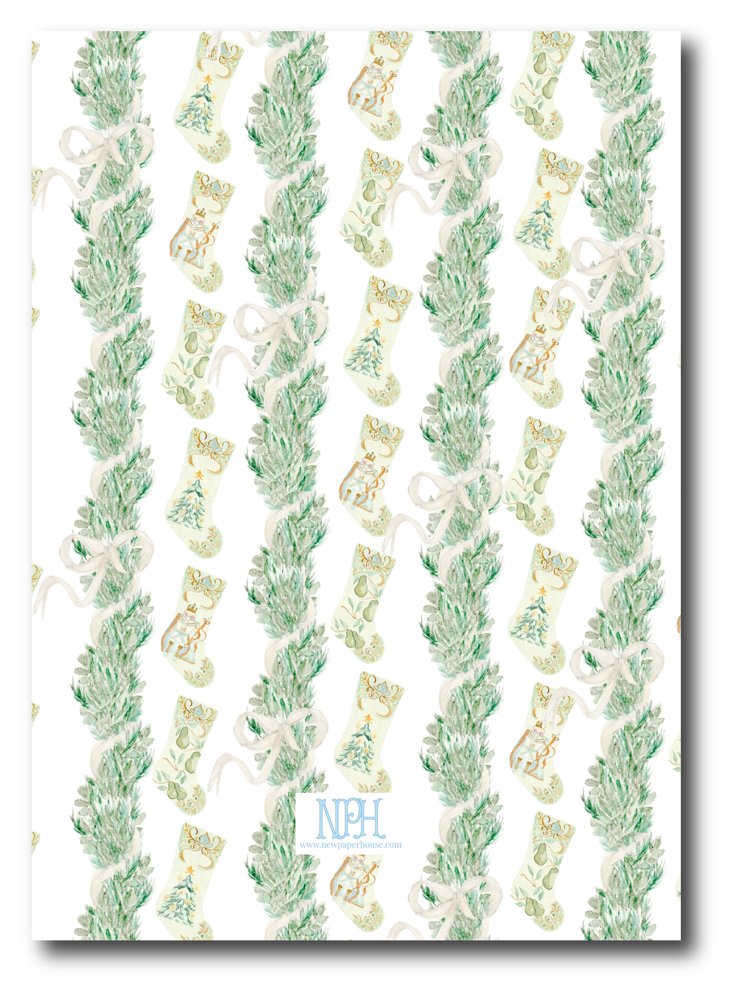 Mantle in Bedford Garland Holiday Card