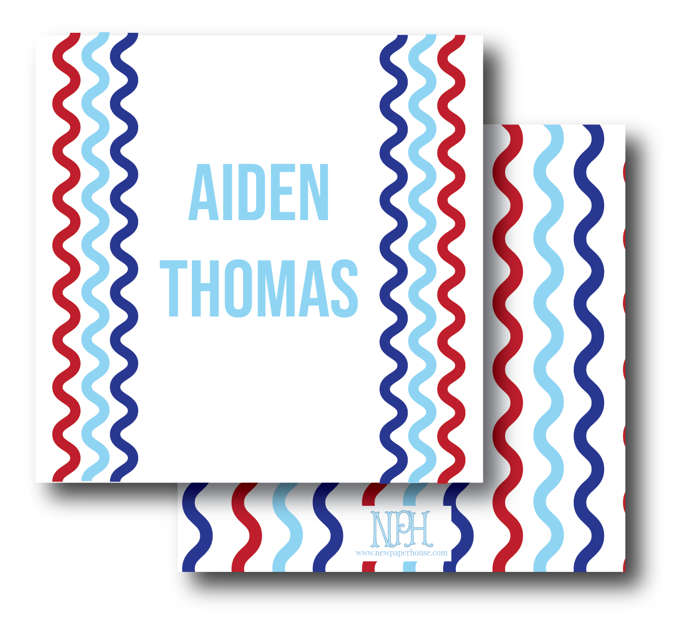 Red & Blue Wavy Edge Enclosure Card- Customize Colors