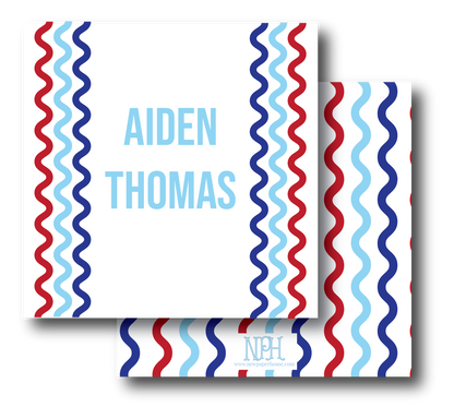 Red & Blue Wavy Edge Enclosure Card- Customize Colors