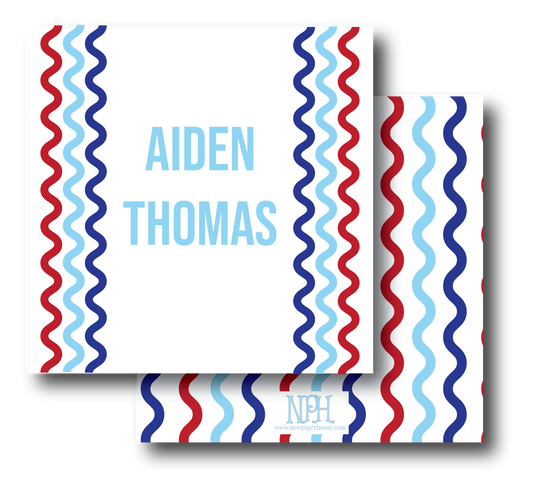 Red & Blue Wavy Edge Enclosure Card- Customize Colors