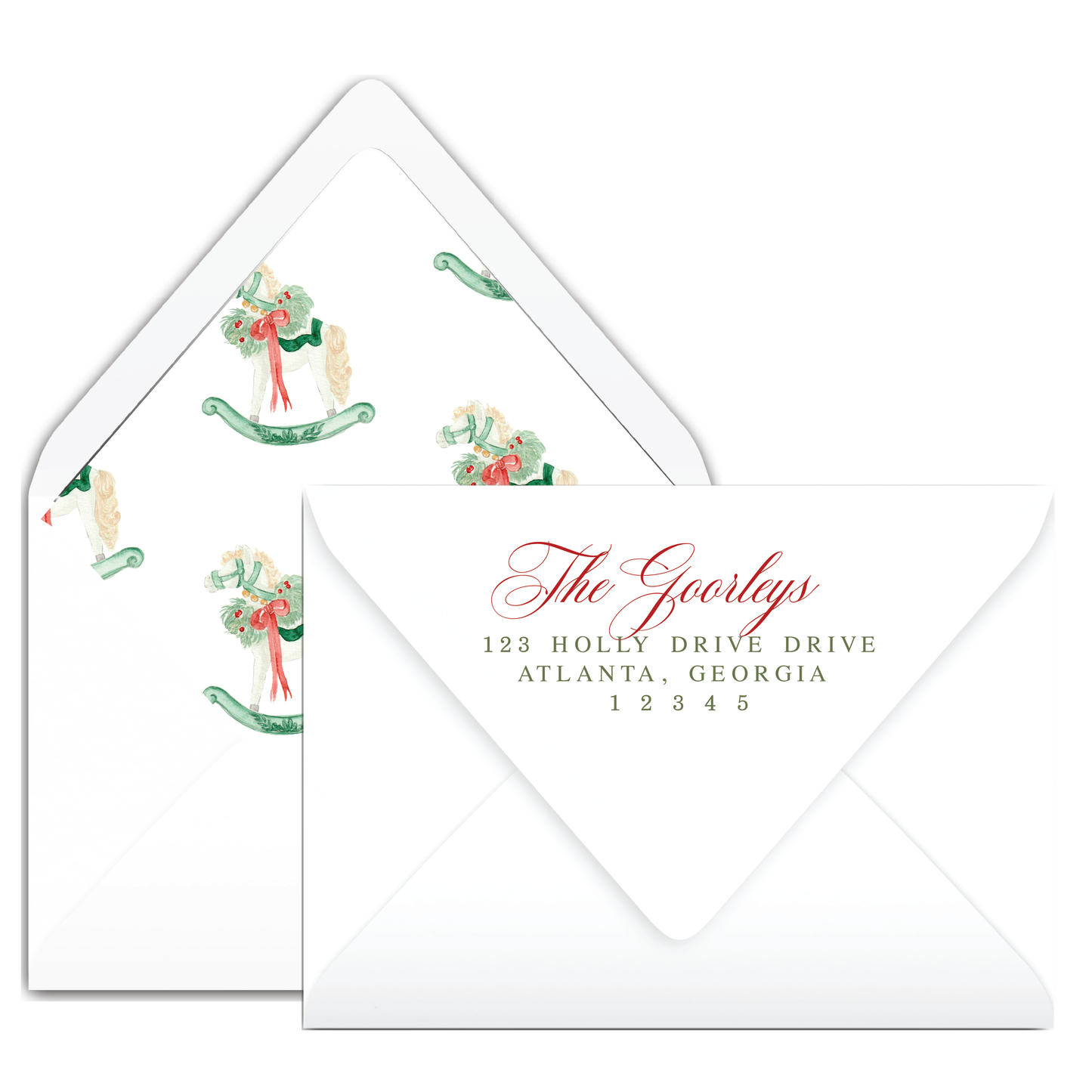 Green Rocking Horse Holiday Card