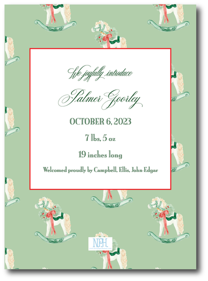 Green Rocking Horse Holiday Card