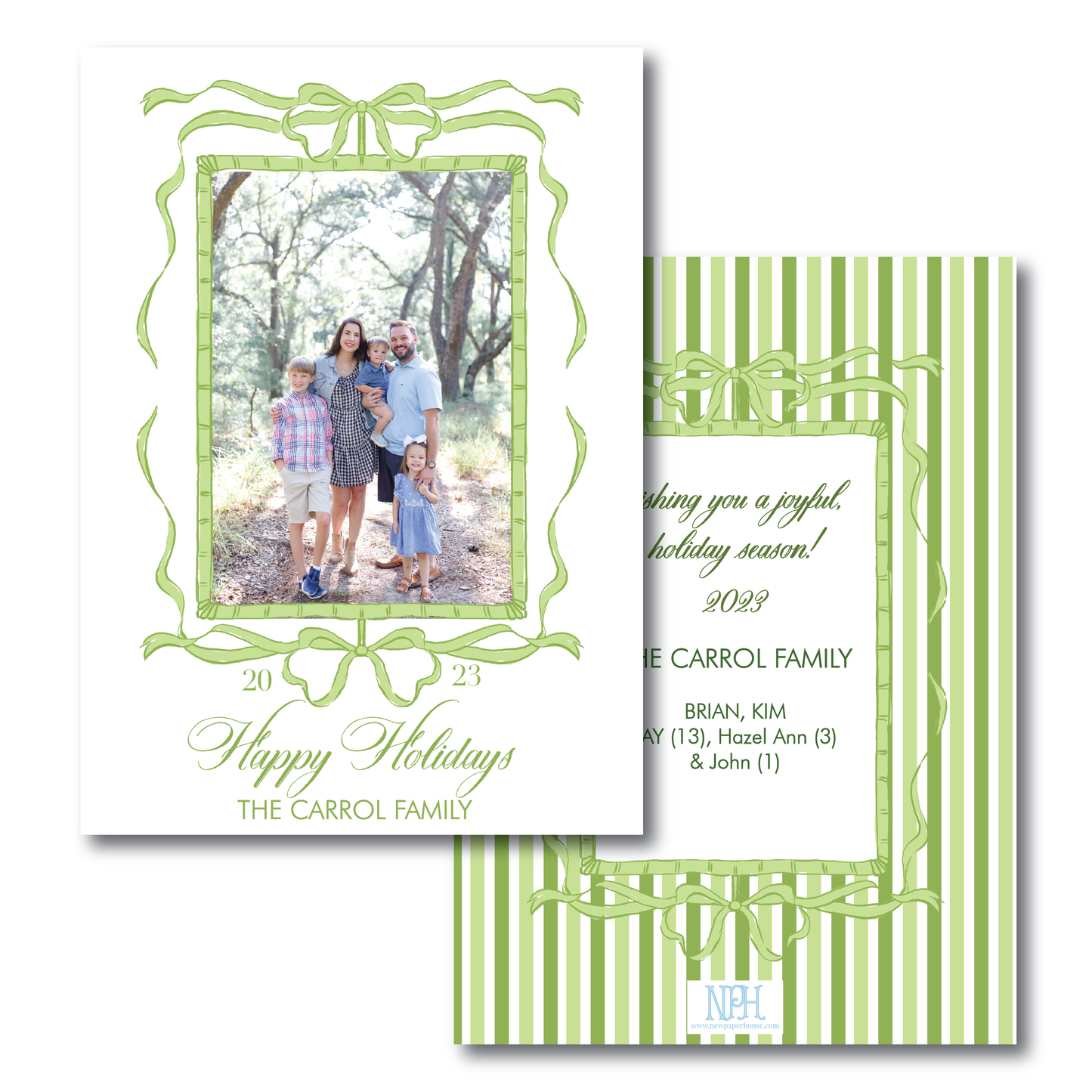 Green Bow Frame Holiday Card