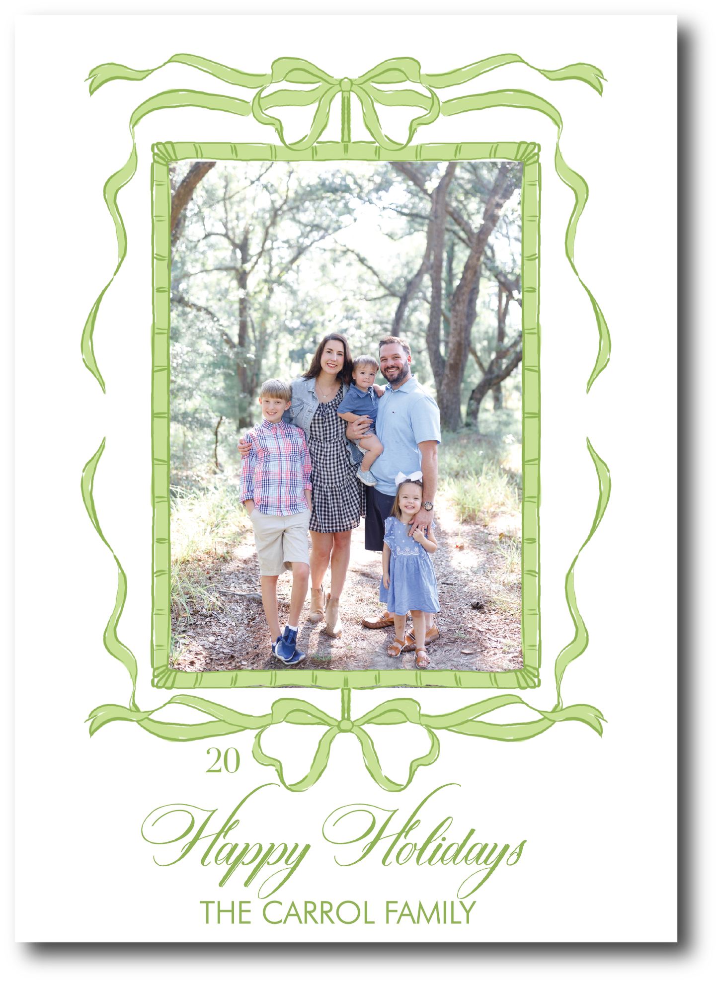 Green Bow Frame Holiday Card